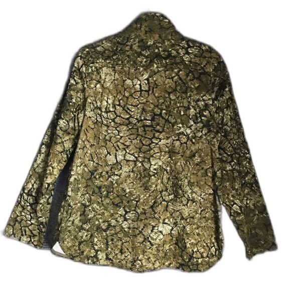 LoGo Lori Goldstein Jacket Women's Size 10 Green Animal Print Zippered P… - Picture 2 of 12